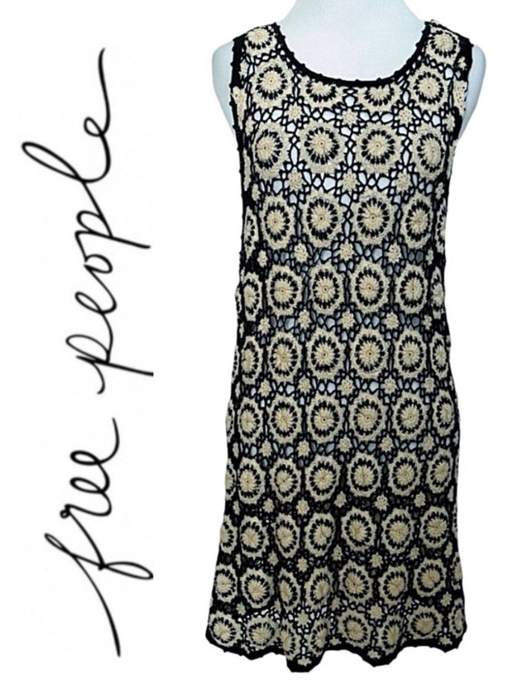 Free People Granny Square Crocheted Dress